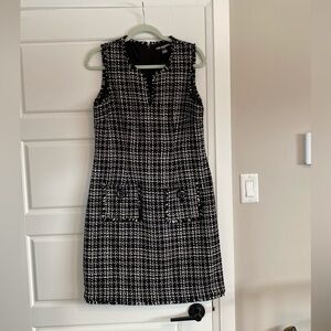 Karl Langerfeld blk/white tweed lined dress Sz 10 preloved great condition PtP